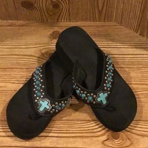 Sz.9 Turquoise Bling sandals